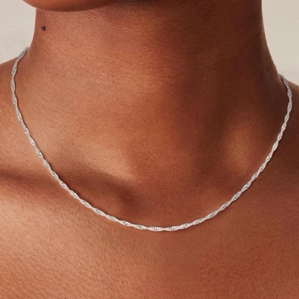 #57 Gold Plated Twist Wave Silver Necklace